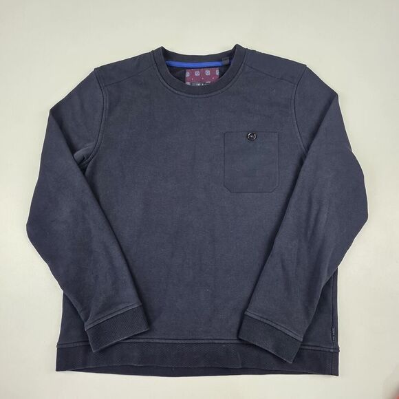 Ted Baker Damlar Blue Crew Neck Long Sleeve Pullover Sweatshirt Mens Sz 5 XL - Picture 1 of 11